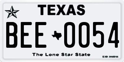TX license plate BEE0054