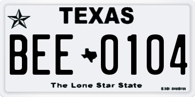 TX license plate BEE0104