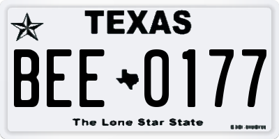 TX license plate BEE0177