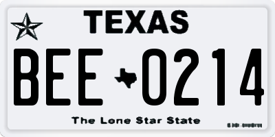TX license plate BEE0214