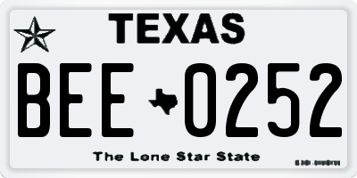 TX license plate BEE0252