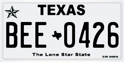 TX license plate BEE0426
