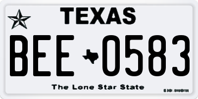 TX license plate BEE0583