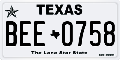 TX license plate BEE0758