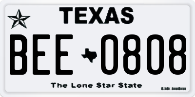 TX license plate BEE0808