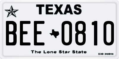TX license plate BEE0810