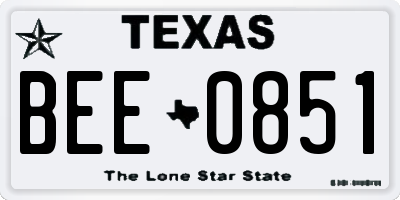 TX license plate BEE0851