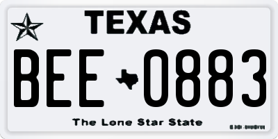 TX license plate BEE0883