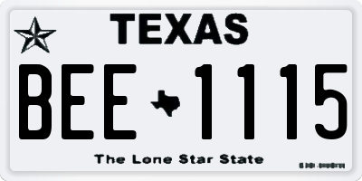 TX license plate BEE1115
