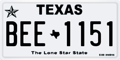 TX license plate BEE1151