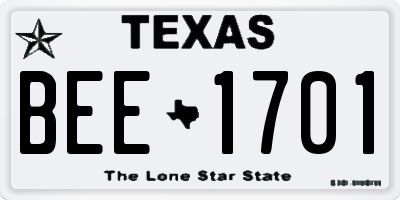TX license plate BEE1701