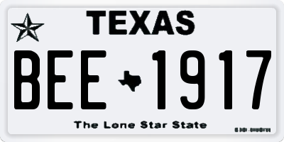 TX license plate BEE1917