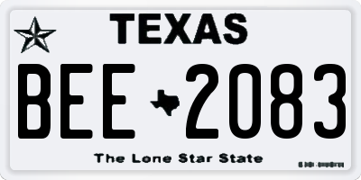 TX license plate BEE2083