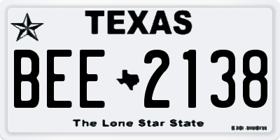 TX license plate BEE2138