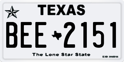 TX license plate BEE2151