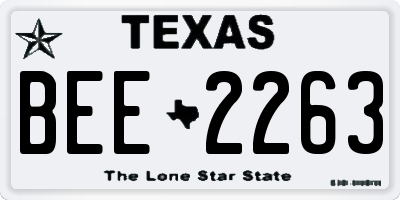 TX license plate BEE2263