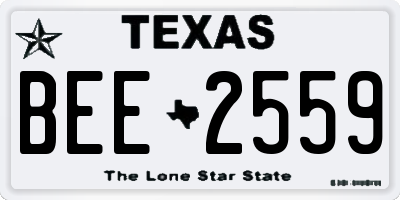 TX license plate BEE2559