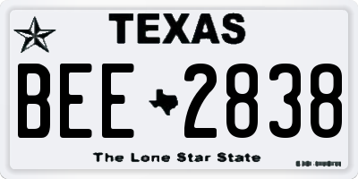 TX license plate BEE2838
