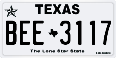 TX license plate BEE3117
