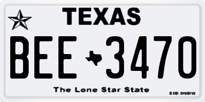 TX license plate BEE3470