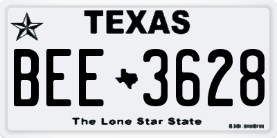 TX license plate BEE3628
