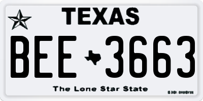 TX license plate BEE3663