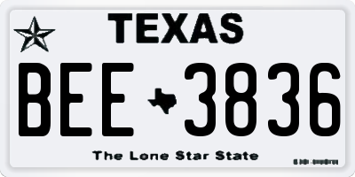 TX license plate BEE3836