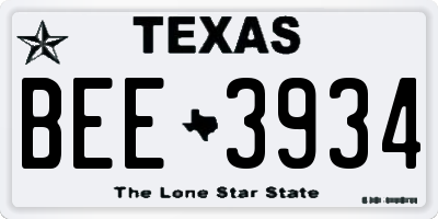 TX license plate BEE3934