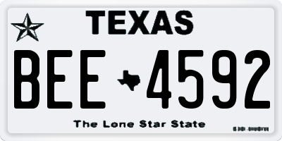 TX license plate BEE4592