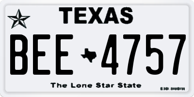 TX license plate BEE4757