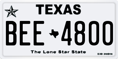 TX license plate BEE4800