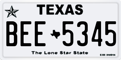 TX license plate BEE5345