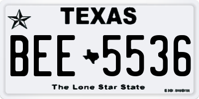 TX license plate BEE5536