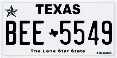 TX license plate BEE5549