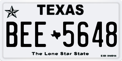 TX license plate BEE5648