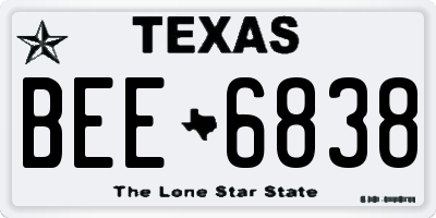 TX license plate BEE6838