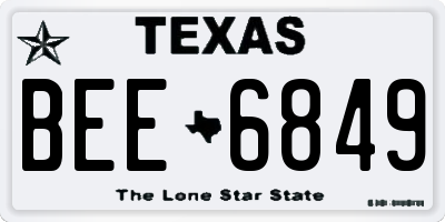 TX license plate BEE6849