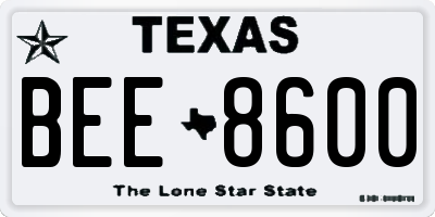 TX license plate BEE8600