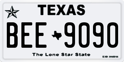 TX license plate BEE9090