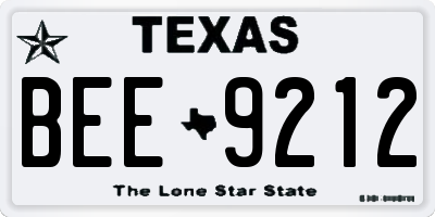 TX license plate BEE9212