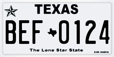 TX license plate BEF0124