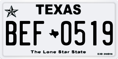 TX license plate BEF0519