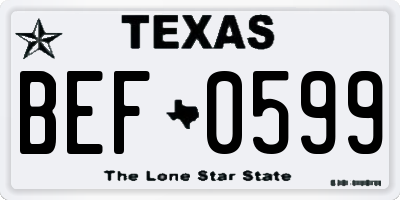 TX license plate BEF0599