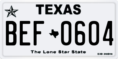 TX license plate BEF0604