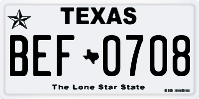 TX license plate BEF0708