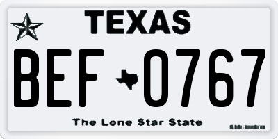 TX license plate BEF0767