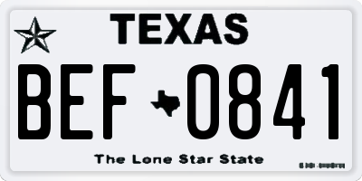 TX license plate BEF0841