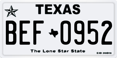 TX license plate BEF0952