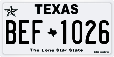 TX license plate BEF1026