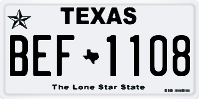 TX license plate BEF1108